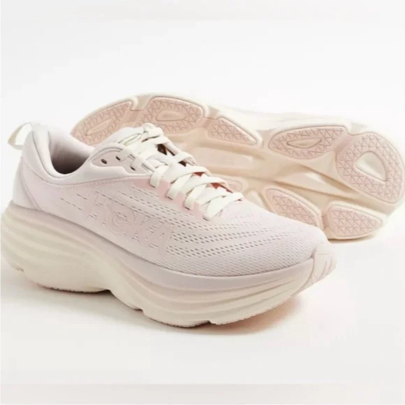 Like new HOKA One size 7 Cosmic Pearl Bondi 8 Running sneakers light Pink White - Picture 8 of 8